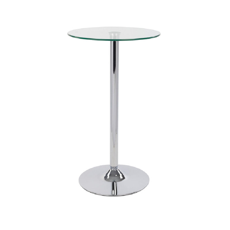 Battista Round Glass Top Metal Base Dining Table, Clear Glass