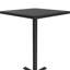Table de bistro et de pause-café Correll 24 carrés, 42 hauteurs, debout, hauteur de tabouret, plateau en stratifié thermique en granit noir, base en fonte noire,  patins de nivellement