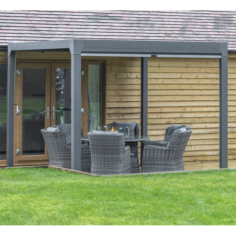 Modern Gray 10' x 10' Aluminum Louvered Pergola