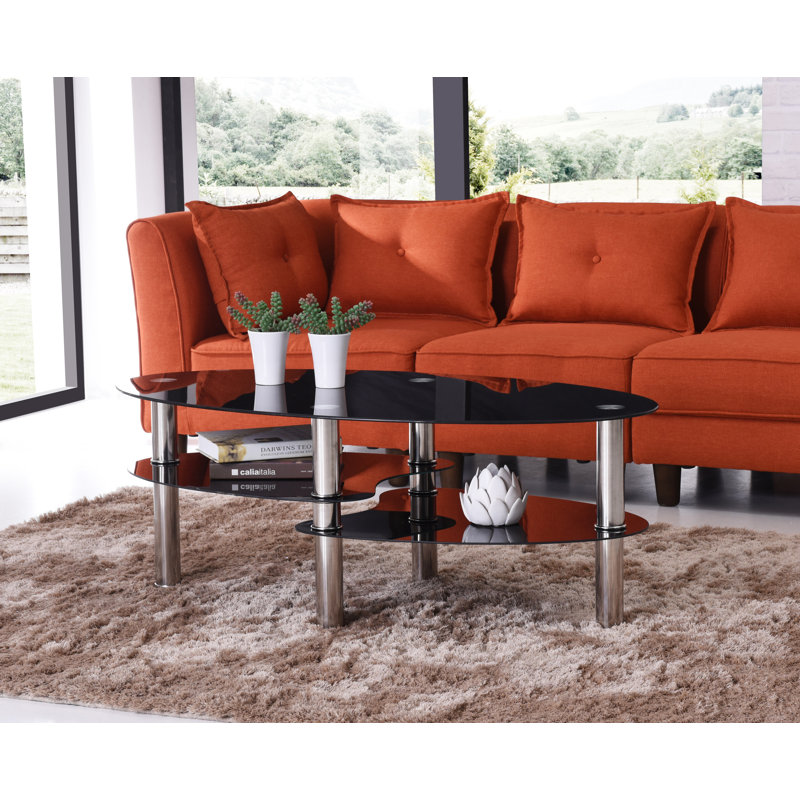 Glass Top Single Coffee Table, Black