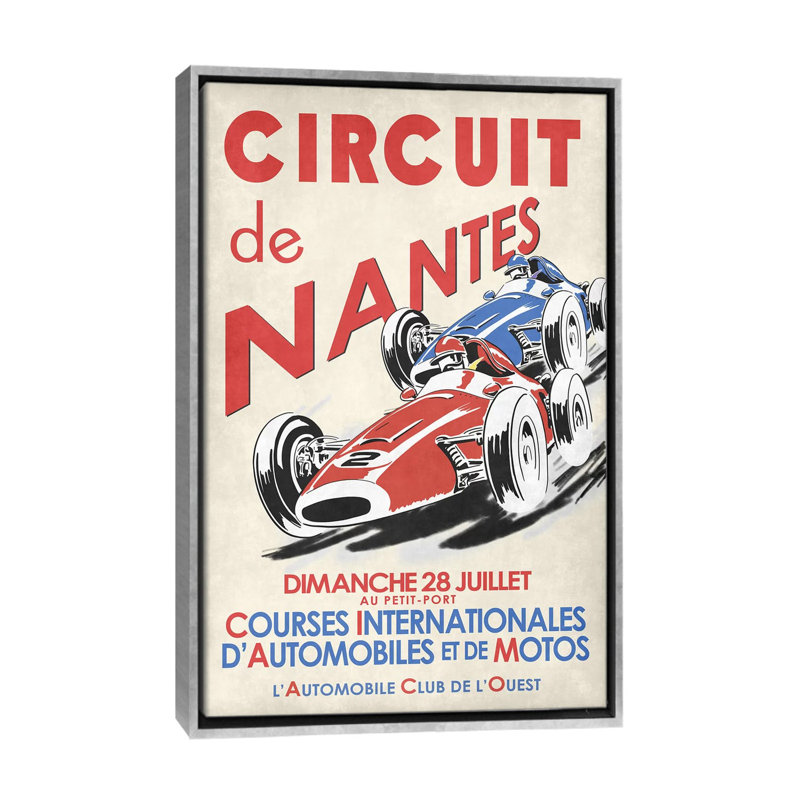 «Circuit de nantes» par Mark Rogan, reproduction d'art graphique, H 26 po x l 18 po x 1,5 po, Toile avec cadre argenté