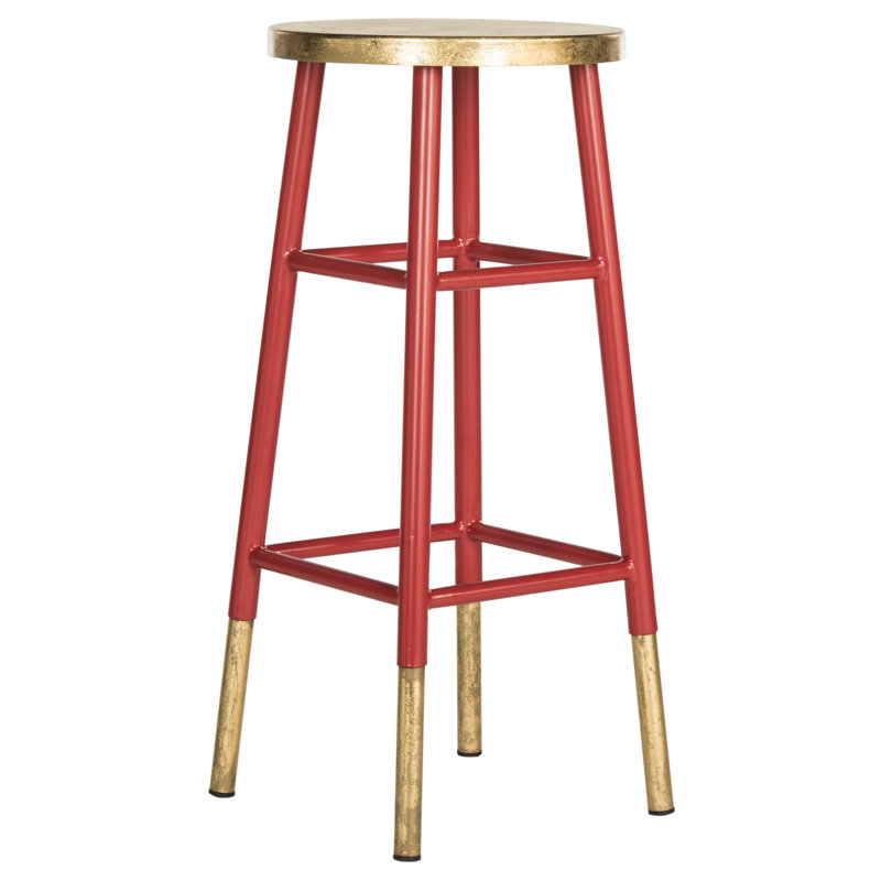 Tabouret de bar et de comptoir Amiaha, Rouge, Tabouret de bar (assise de 30 po de hauteur), Or