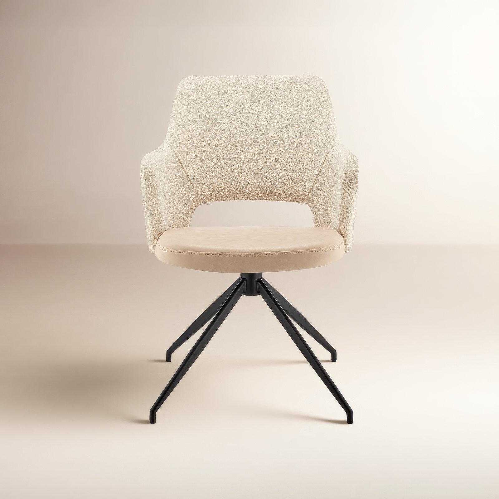 Shelter Swivel Dining Armchair, Ivory