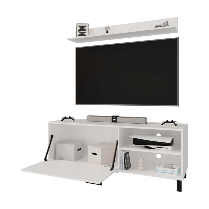 TV Stand With Melamine Finish And Open Storage