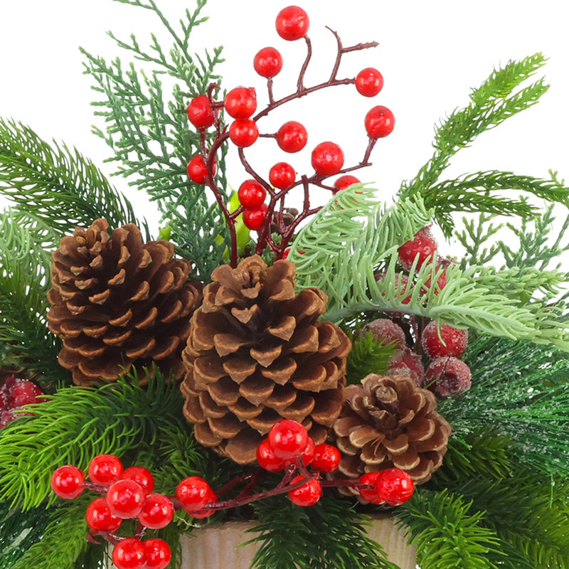 Holiday Centerpiece with Pinecones and Berries
