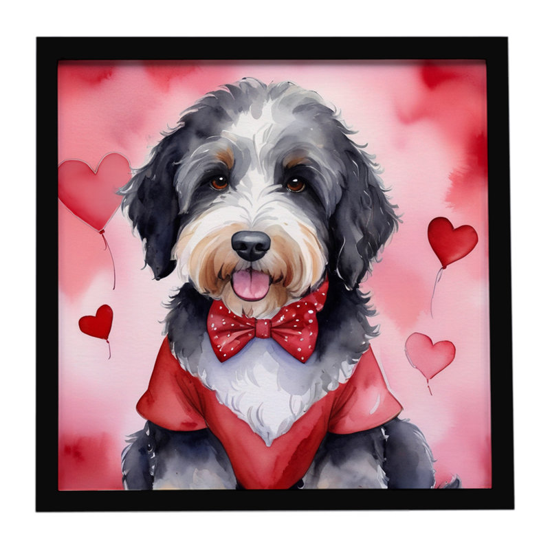 Bernedoodle My Valentine, reproduction d'art encadrée