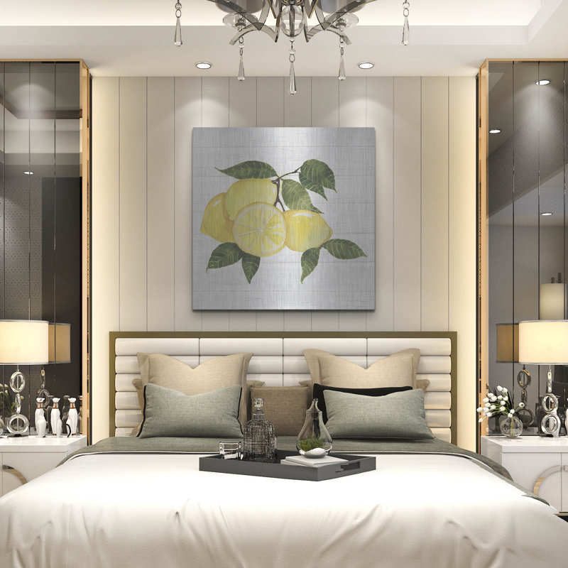 Art mural en métal luxueux «Citrus Garden 6 Shiplap» par Kathleen Parr, H 36 po x l 36 po