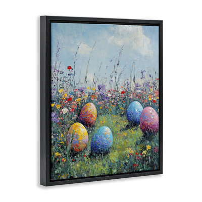 Vibrant Egg Hunt Scene  Floater Canvas Wall Art, design by Franklyn Gregory