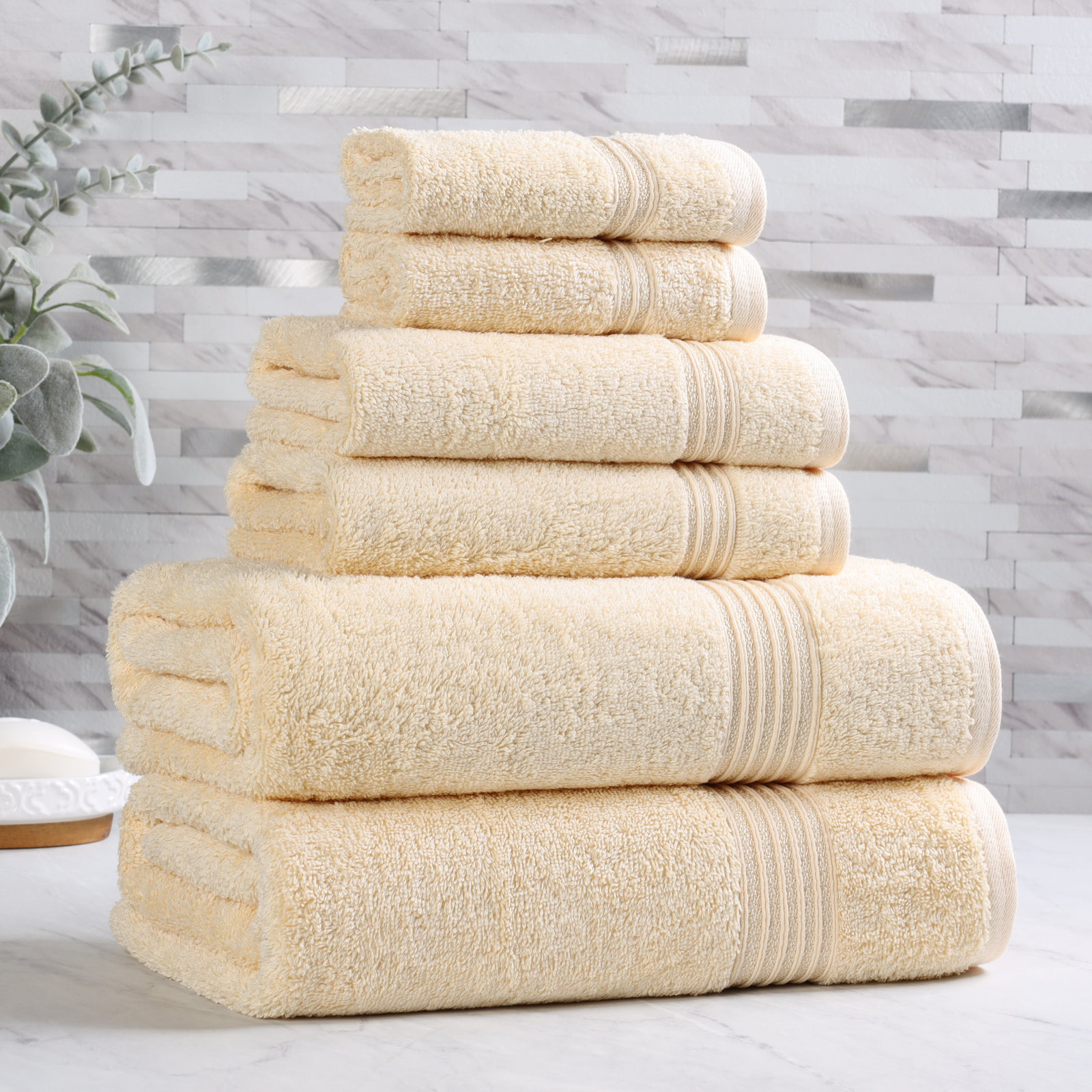 Oleg 6-Piece Egyptian Cotton Towel Set, Canary