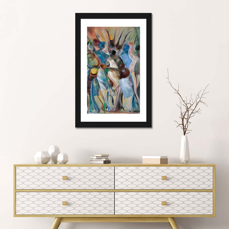 «Raising Heaven» par Ikahl Beckford - impression d'art graphique, H 24 po x l 16 po x P 1 po, Papier encadré noir, Blanc