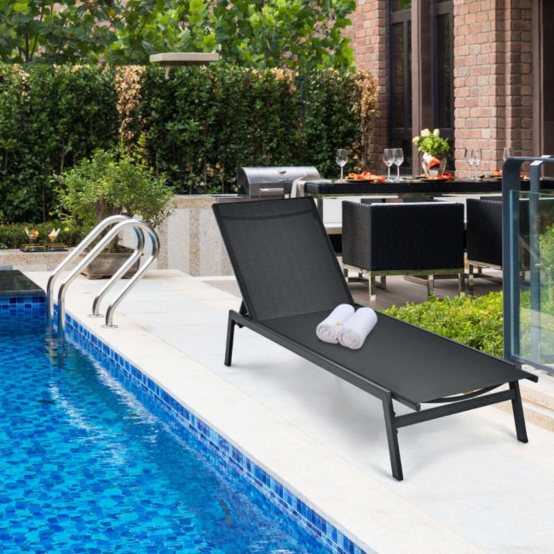 Chaise longue simple inclinable 25 po Ixia, Noir