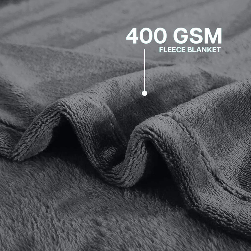 Ultra Soft Plush Faux Fur Reversible Fleece Blanket, 200cm x 240cm, Grey