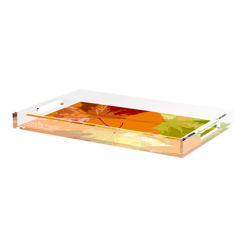 Plateau décoratif rectangulaire feuilles d'automne en acrylique, L 22,5 po x P 14,5 po x H 2 po