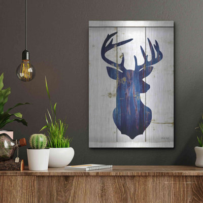 «Midnight Blue Deer III» par Cindy Jacobs sur métal