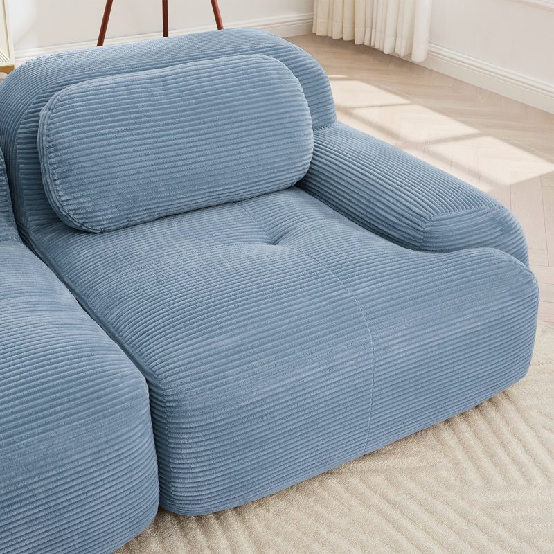 Hamlet LSF&RSF Corner Sofa W/Pillows Corduroy- Blue, Blue