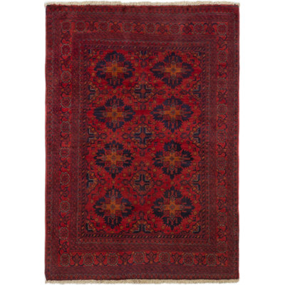 Tapis décoratif en laine noué à la main de conception unique 3 pi 3 po x 4 pi 9 po Berk New Age