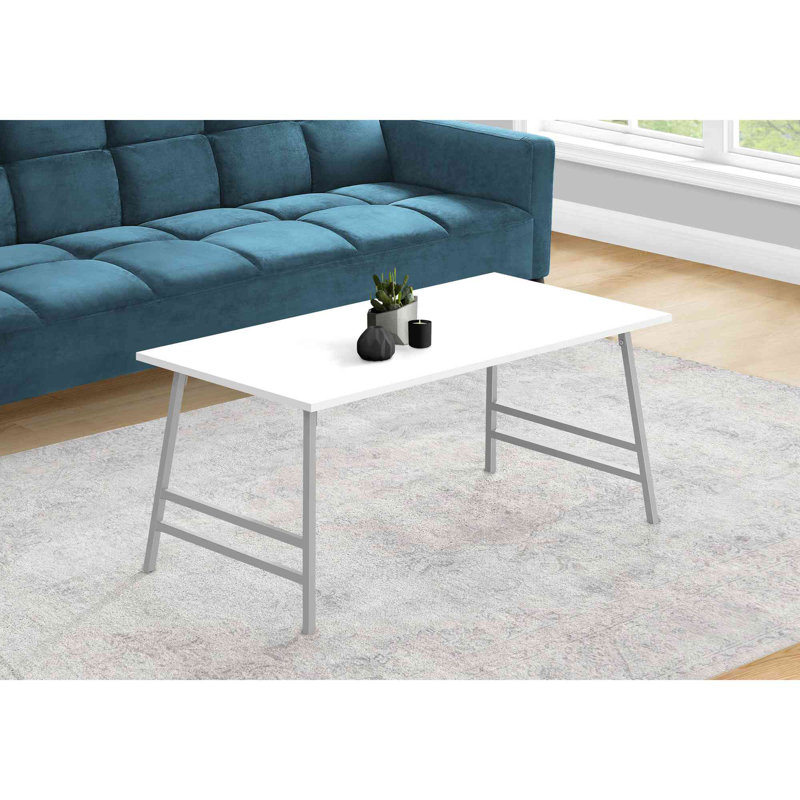 Table basse, table d'appoint, cocktail, rectangulaire, salon, stratifié L 40 po, métal, contemporain, moderne, Black, White