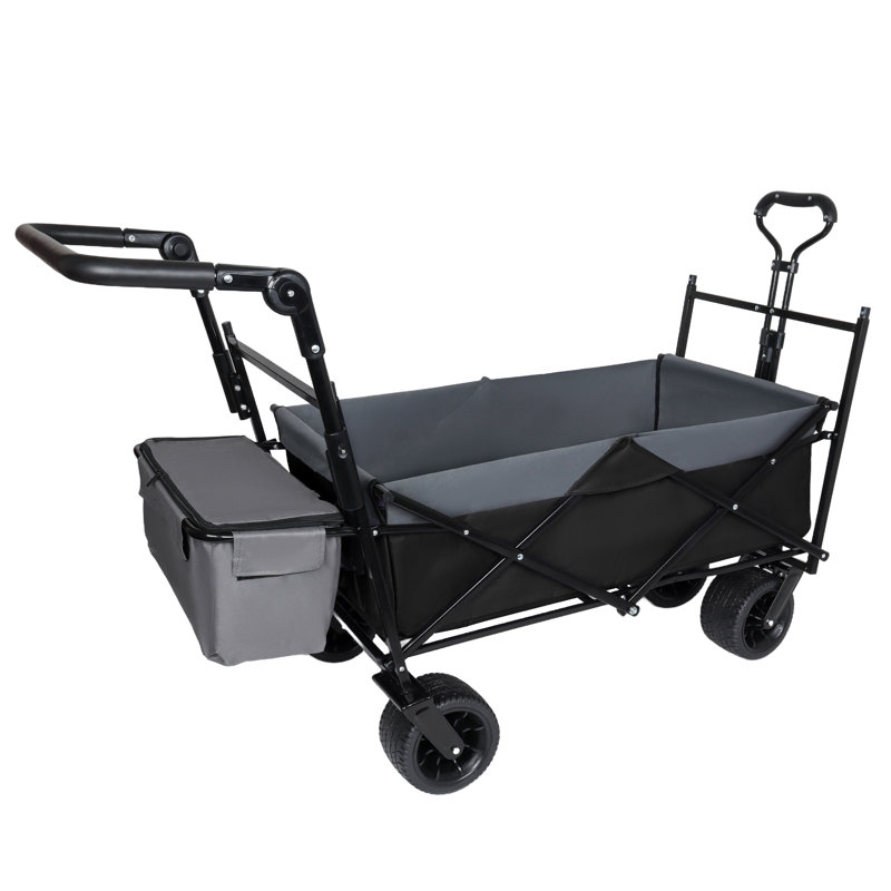 Wagon pliable avec auvent, Noir