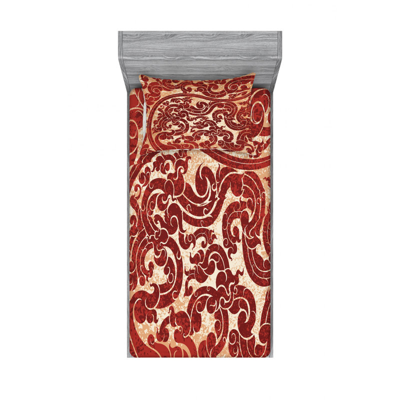 Microfiber Paisley Sheet Set, Twin Sheet Set with Fitted Sheet and 1 Pillowcase