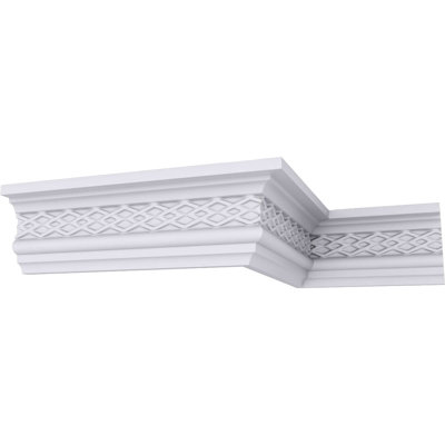3 1/8"H x 1 7/8"P x 3 5/8"F x 94 1/2"L Brightton Crown Moulding