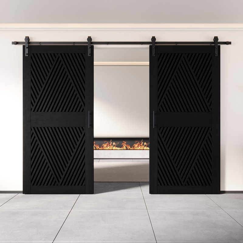 Ensemble de quincaillerie pour porte de grange non assemblée et non montée de 40 po x 84 po Homacer Black Homacer