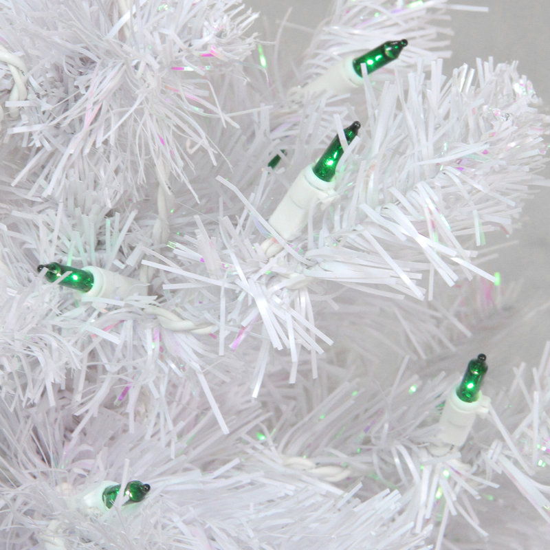 Petit arbre de Noël artificiel pin blanc 2 pi - lumières vertes