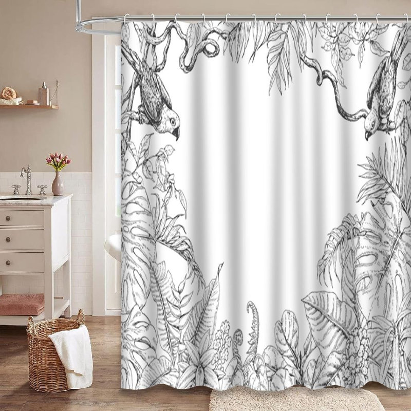 Rideau de douche avec 12 crochets Doodle, L 72 po x l 72 po