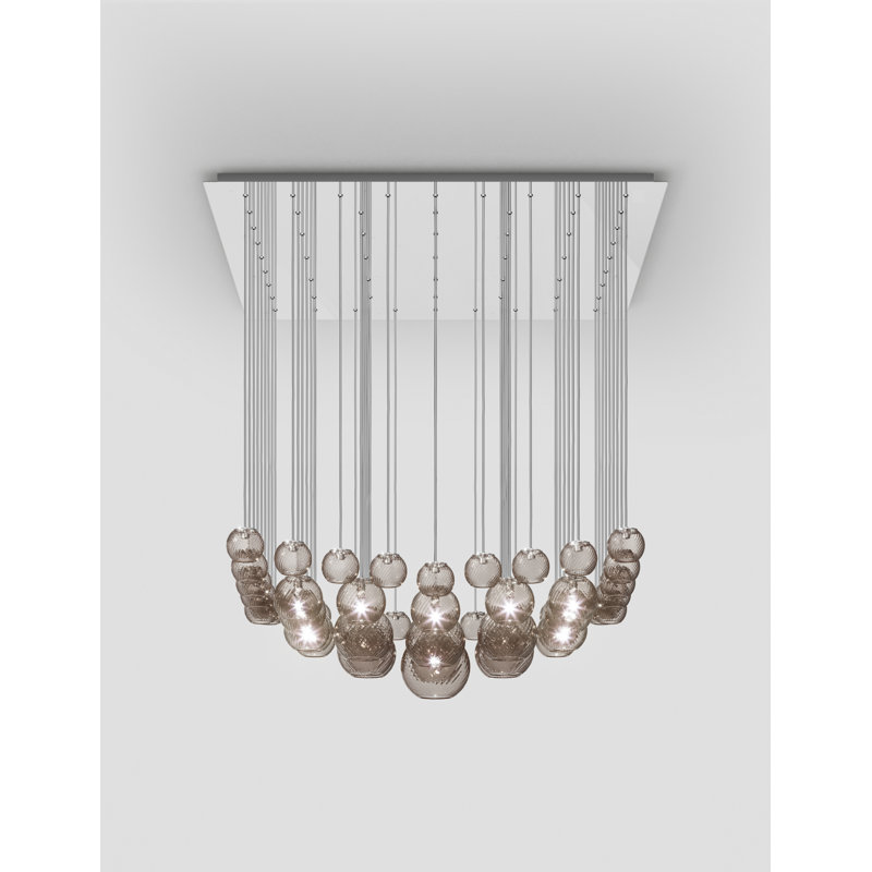 Oto Suspension Sur White Striped Glossy White G9 Ul, Smoky Striped, Mirrored Steel