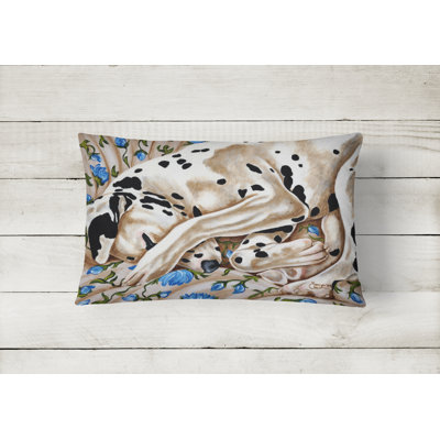 Bed of Roses Dalmatian Fabric Indoor/Outdoor Throw Pillow