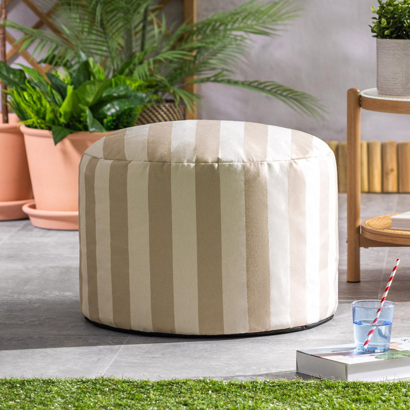 Bean Bag Bazaar Milano Large Bean Bag Pouffe, Stone Striped