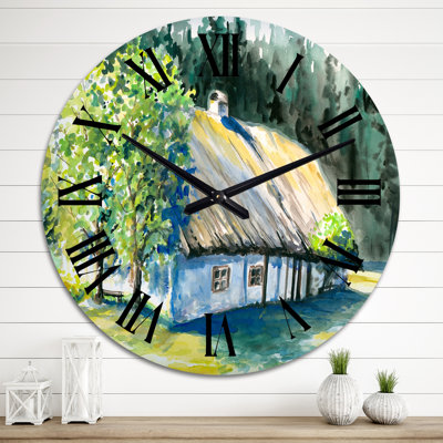 Vieille maison blanche à la campagne - Horloge murale chalet et auberge