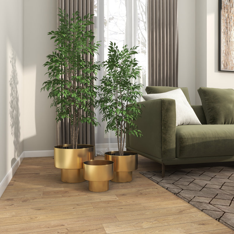 3 Piece Metal Brushed Indoor Outdoor Planter Set