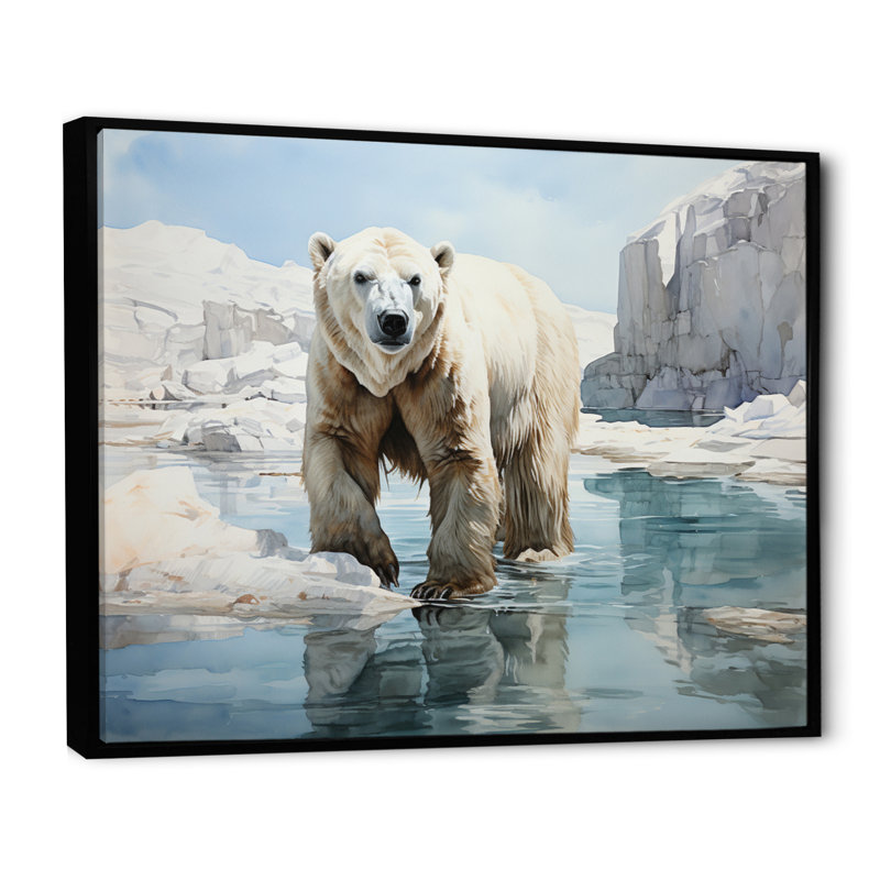 " White Teal Iceberg Pristine Solitude ", Cadre flottant noir, H 30 po x l 40 po x P 1,5 po