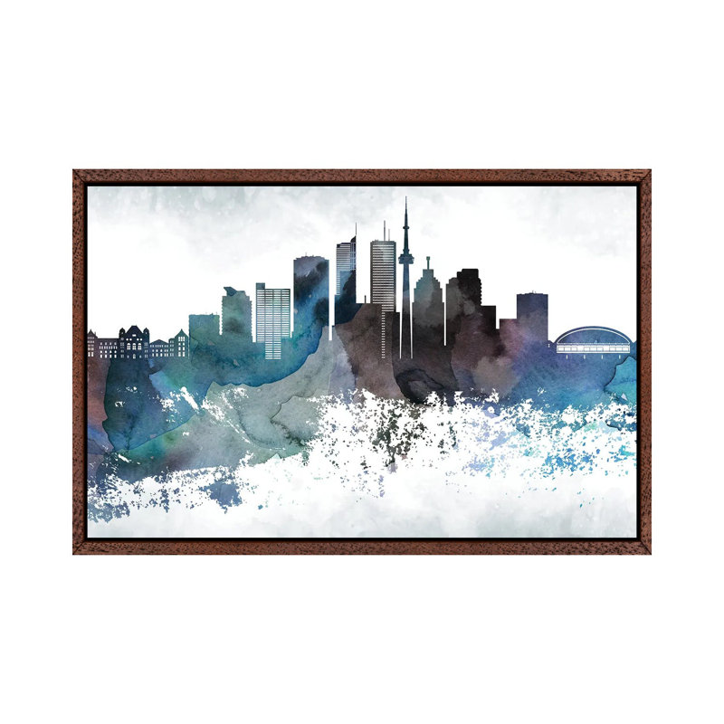 Toronto Bluish Skylines by WallDecorAddict - Floater Frame Gallery-Wrapped Canvas Giclée on Canvas, 101.6 cm H x 66.04 cm W