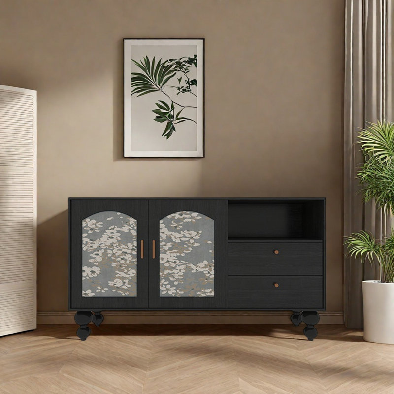 59.1in Storage Cabinet Sideboard, Black