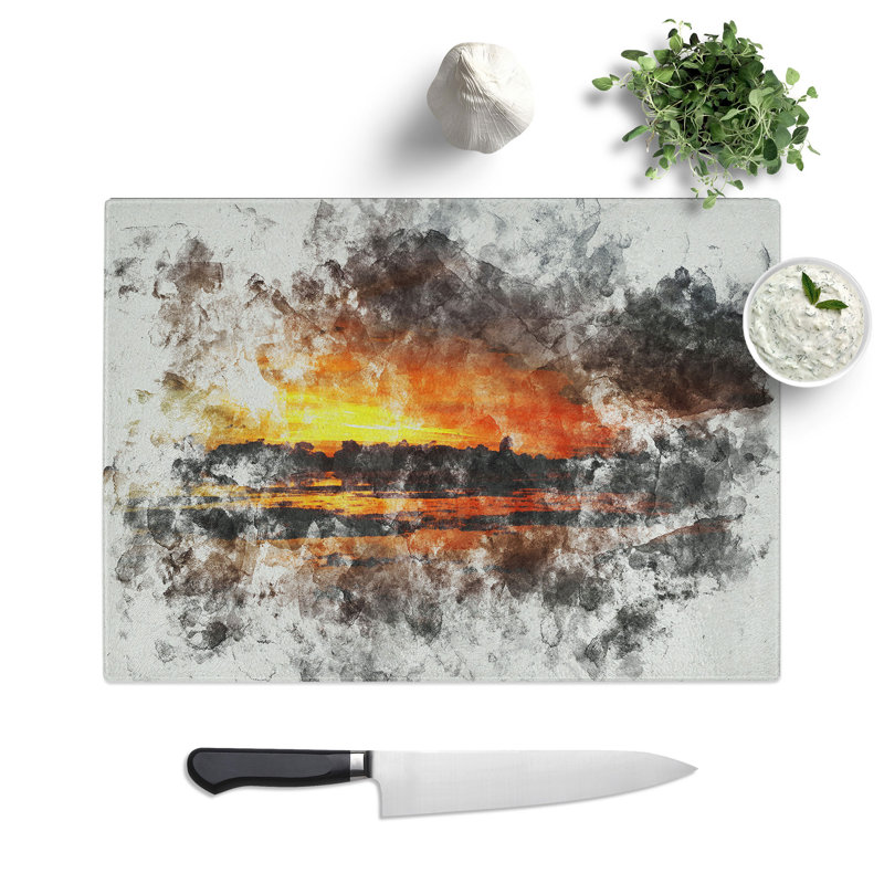 Sunset View Vol.3 Watercolour Chopping Board, 20cm W x 28.5cm L