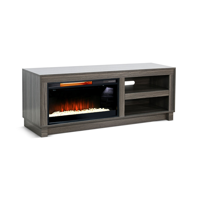  56" Media Console With Electric Fireplace, Grey