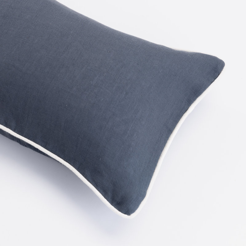 Catherine Linen Lumbar Pillow Cover & Insert, Steel Blue
