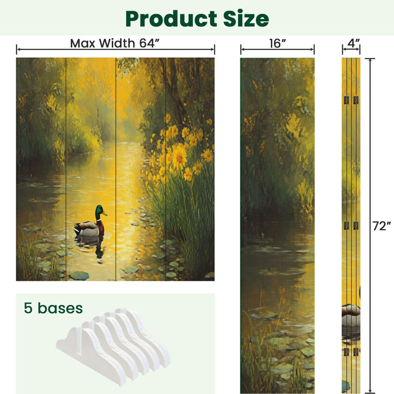 Paravent 4 panneaux pliable Royal Rustic Country Wild Duck, Couleur 8