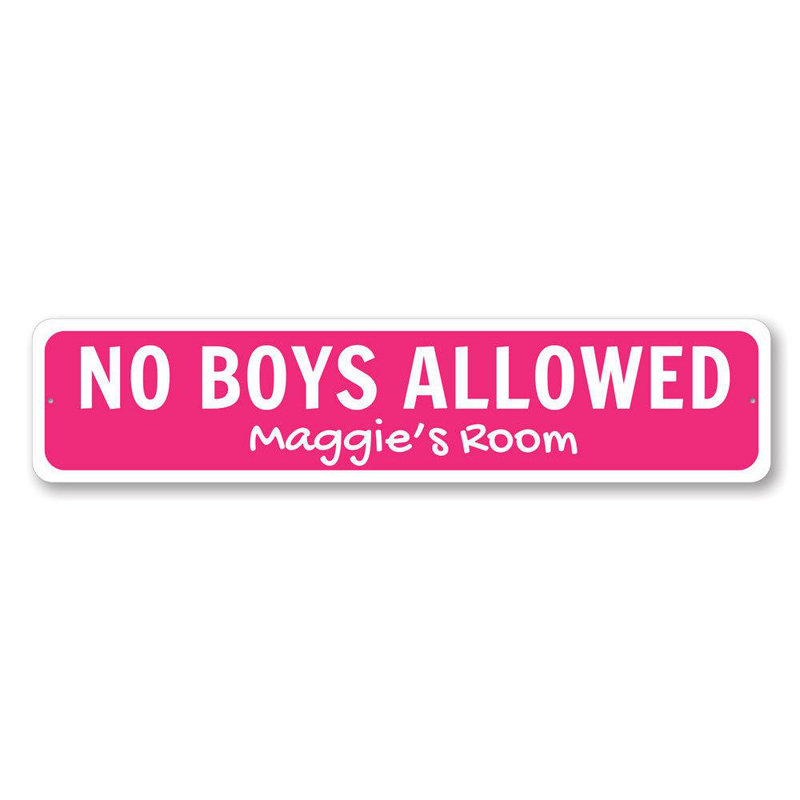Signe en métal «No Boy Permis», H 6 po x l 24 po x P 0,06 po