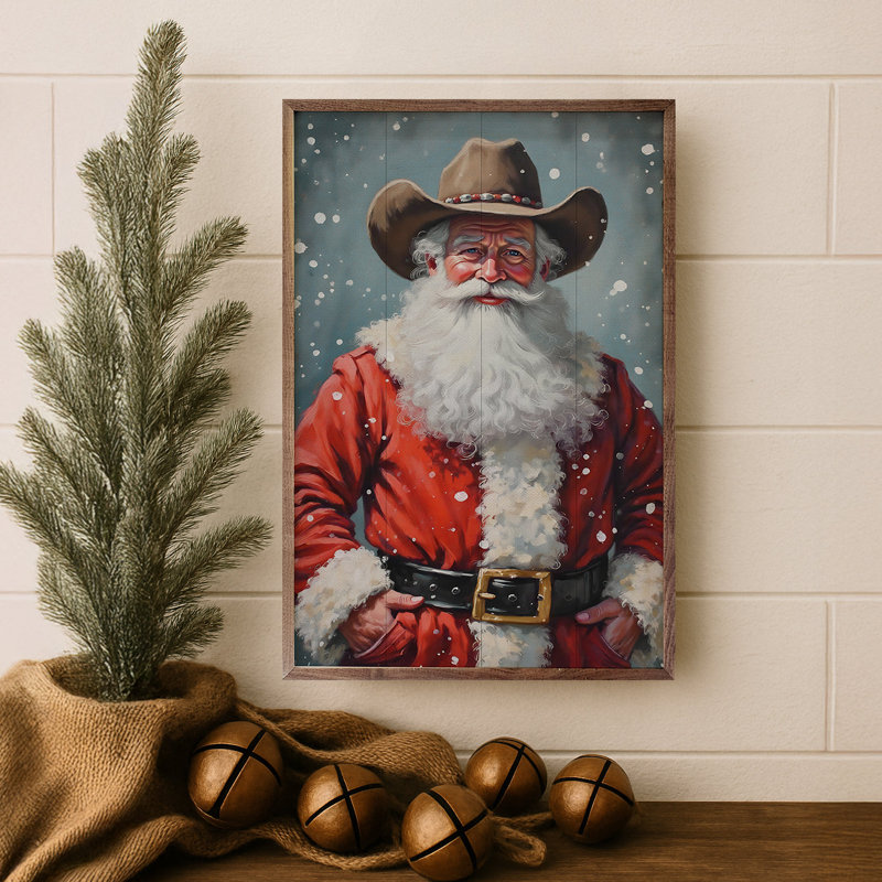 Cowboy Père Noël, H 8 po x l 5 po