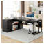 Bureau de direction en L 71 pouces avec rangement, tablettes et support pour unité centrale, idéal pour le bureau à domicile et le poste de travail, noir-1649393188