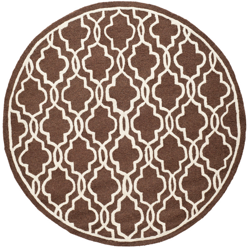 Cannen Hand Tufted Wool Geometric Rug, Round 6'