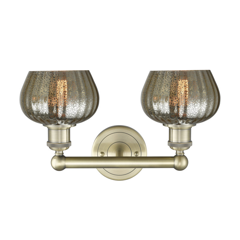 Éclairage pour meuble-lavabo à 2 lumières, Laiton antique, Mercurisé