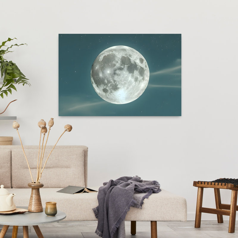 Beauty Of A Full Moon Contemporary Dreamy Peaceful Landscape Nature Wall Art by Kintsugi99 - Wrapped Canvas Print