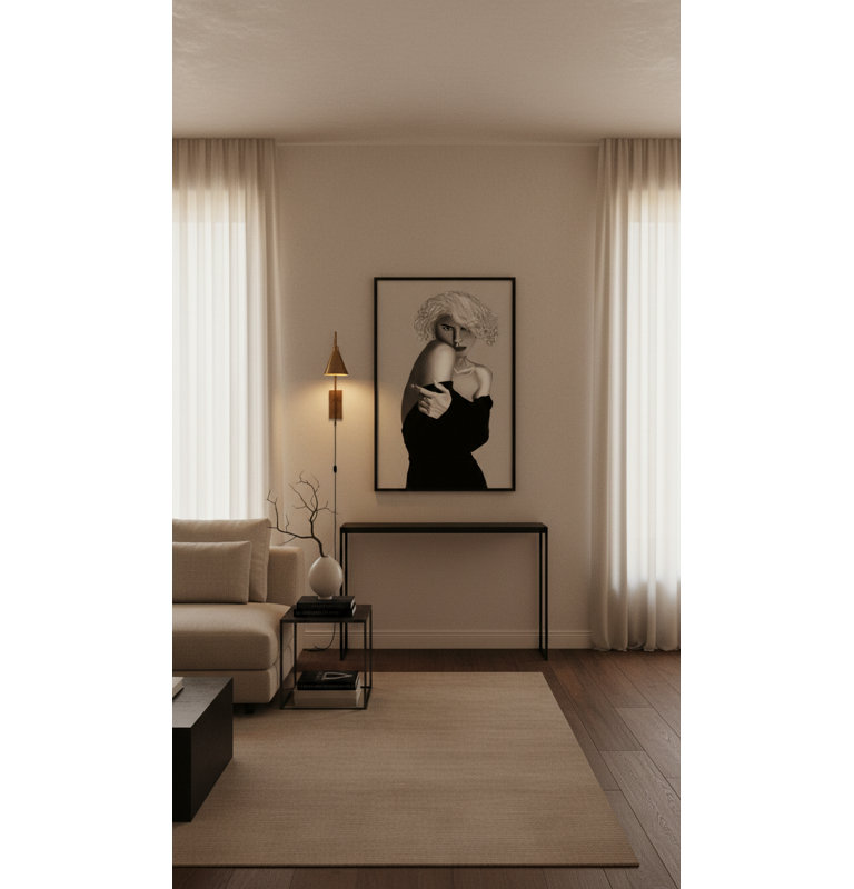 Whispered Poise Framed Canvas Wall Art by Kasian Art Studio - Brown Frame, Black