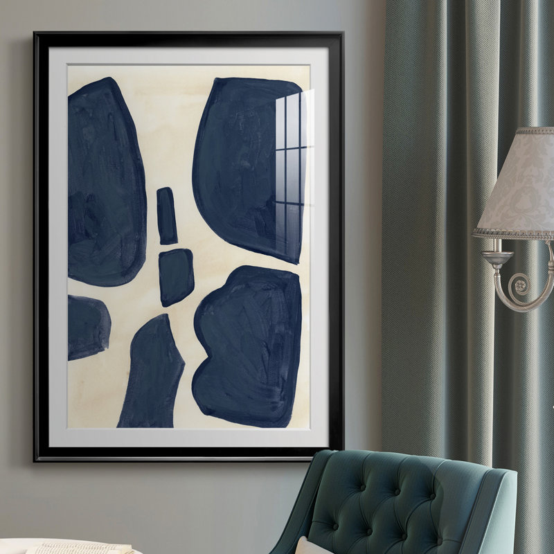 Bleu pièces II - reproduction de cadre photo, H 42,5 po x l 30,5 po x P 1 po, Noir