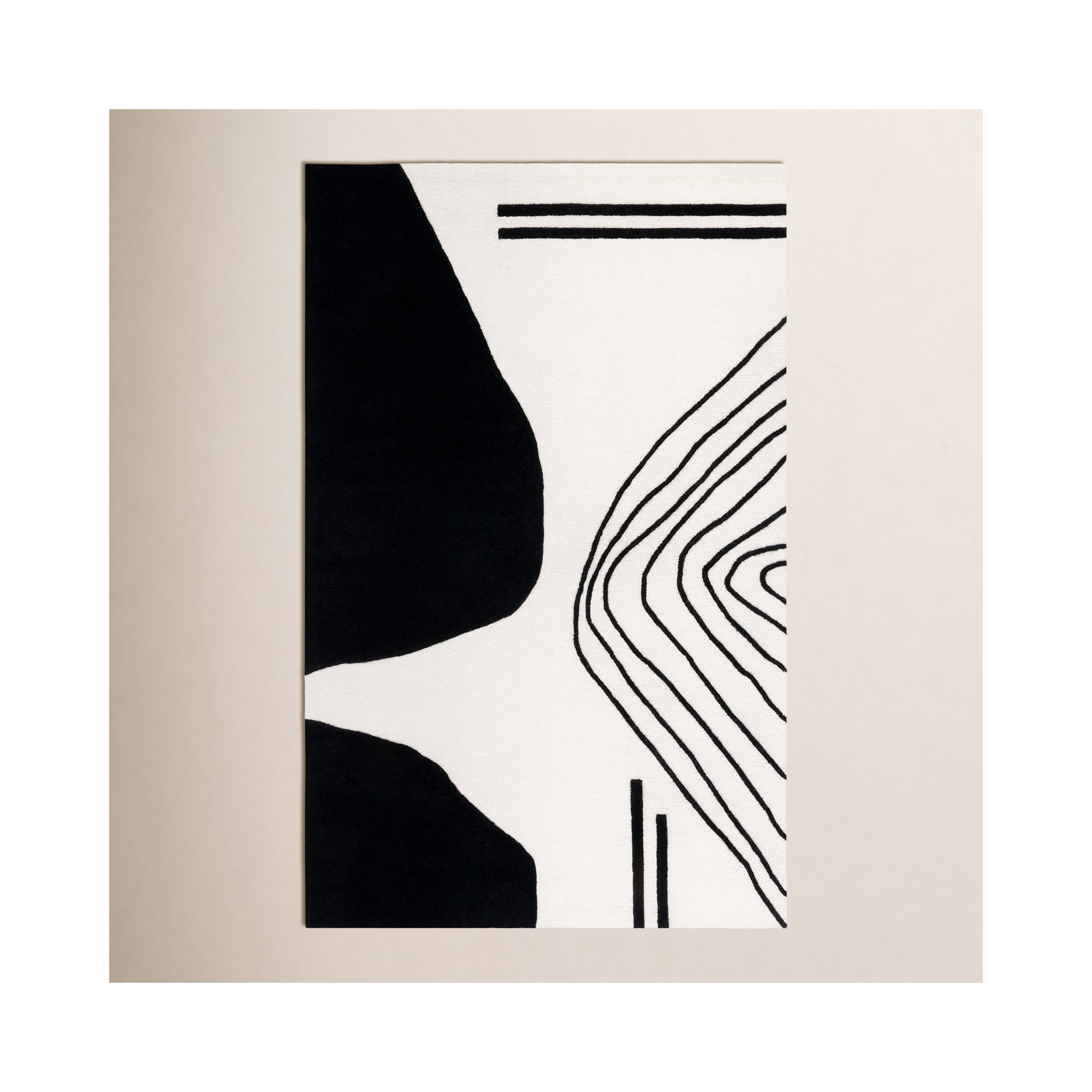 Felipe Handmade Wool Ivory/Black Rug, Rectangle 8' x 10'