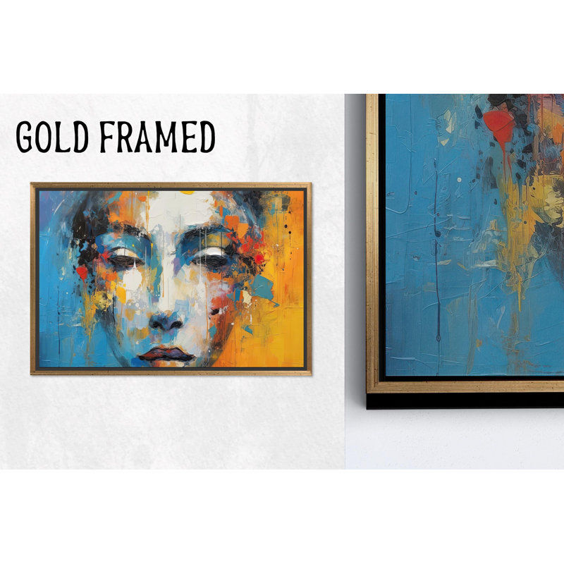 Impression sur toile moderne et moderne: Portrait de femme, art encadré doré 1P, 47,3 po H x 67 po l