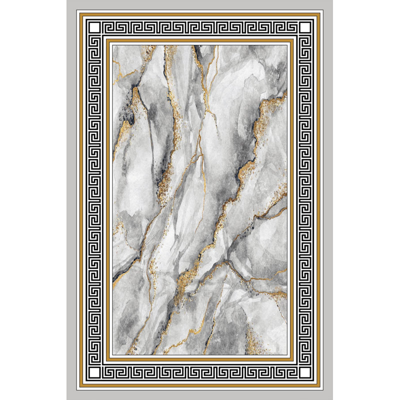 Premium Woven Area Rug, 5.9 x 9.2 Feet | 100% Polyester, 650 g/m² | Antibacterial, Non-Slip PVC Dot Underside, 0.3 in Pile Height | Machine Washable, 3D Digital Printing | Perfect for Living Room & Bedroom Decor